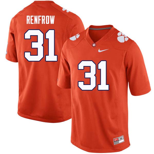 Men #31 Cole Renfrow Clemson Tigers College Football Jerseys Sale-Orange